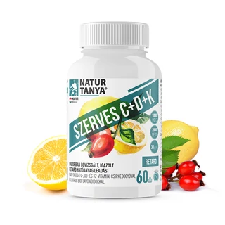 Natur Tanya® Szerves C+D+K vitamin, bioflavonoidok, csipkebogyó (60 db)