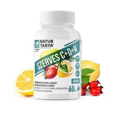 Natur Tanya® Szerves C+D+K vitamin, bioflavonoidok, csipkebogyó (60 db)