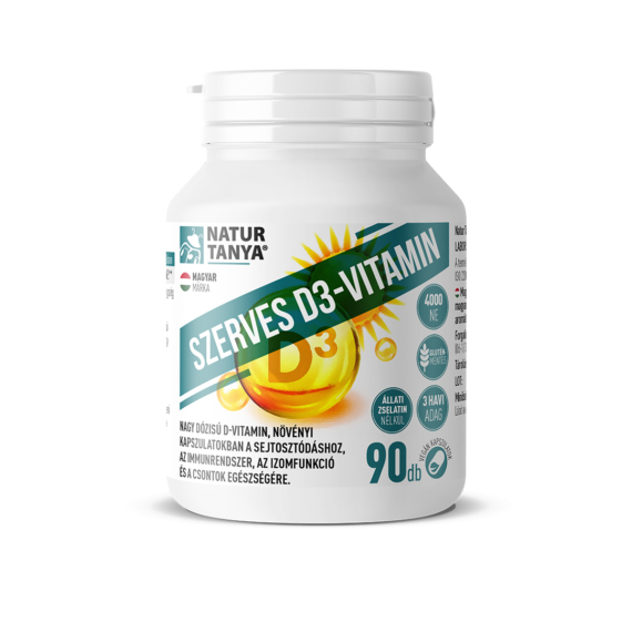 Natur Tanya® Szerves D3-vitamin 4000NE, E-vitaminnal (90 db)